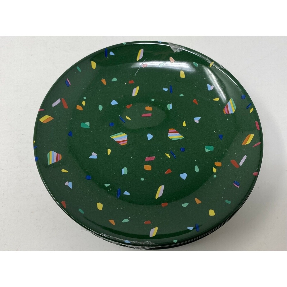 Opalhouse 3 Pc Stoneware Appetizer Plates Confetti 6" Microwave Safe, Green